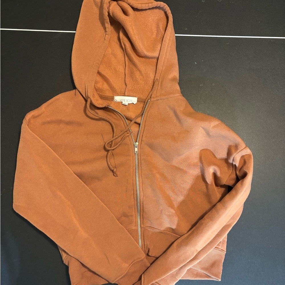 Rust Orange Zip-Up Hoodie